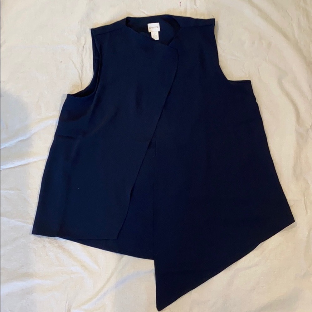 Chico’s Dark Navy Open Vest Size 2 NWOT
